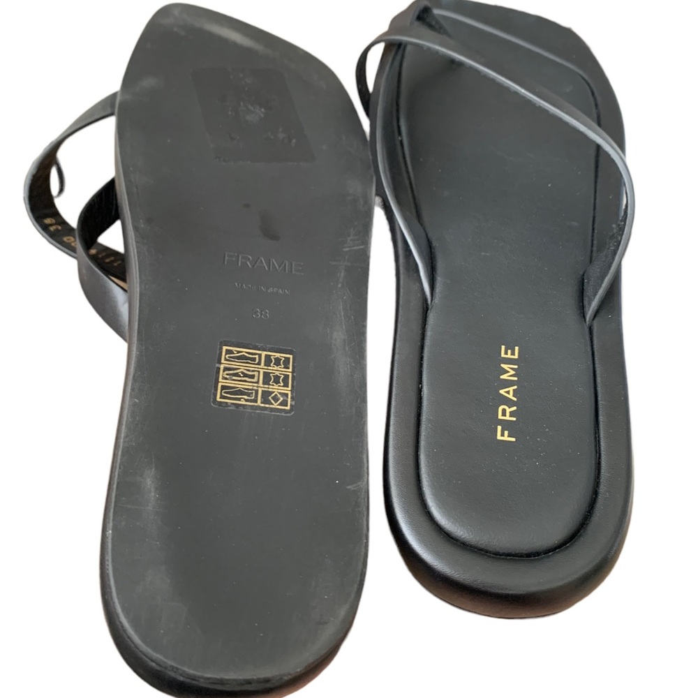 Frame Denim Black Square-Toe Thong Sandals - Picture 6 of 9